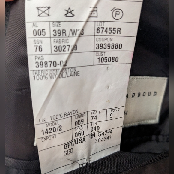 Nordstrom Joseph Abboud, 100% Wool Men's Sport Coat, Gray, 39R - Picture 3 of 7